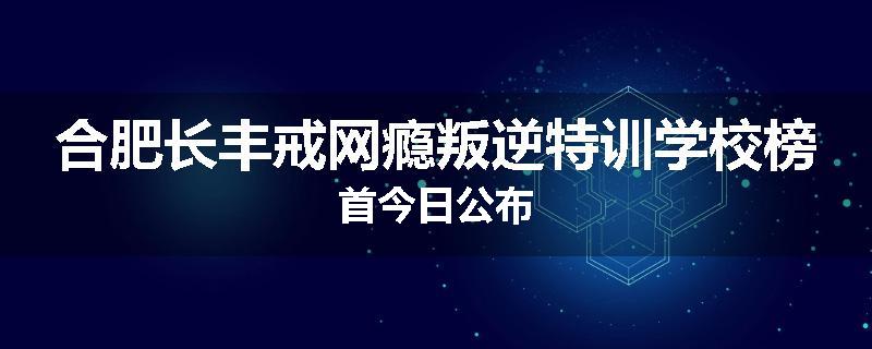 合肥长丰戒网瘾叛逆特训学校榜首今日公布