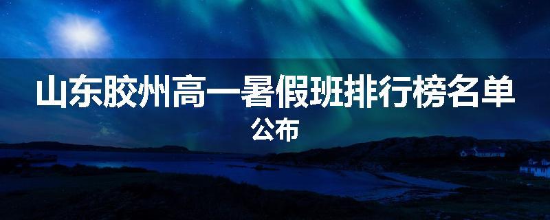 山东胶州高一暑假班排行榜名单公布