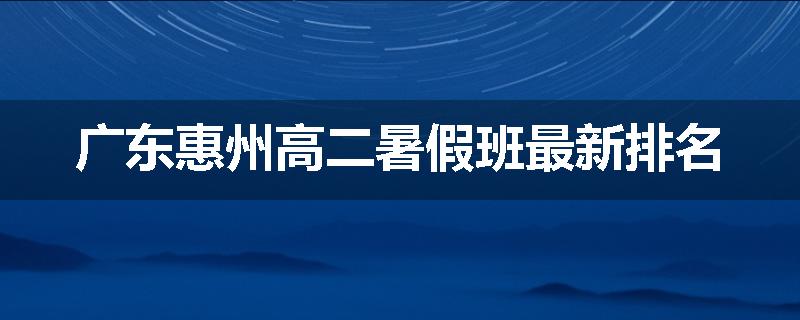 广东惠州高二暑假班最新排名