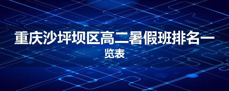 重庆沙坪坝区高二暑假班排名一览表