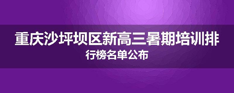 重庆沙坪坝区新高三暑期培训排行榜名单公布
