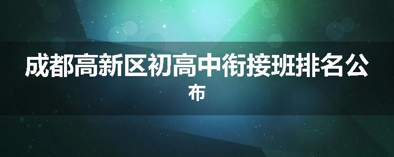 成都高新区初高中衔接班排名公布