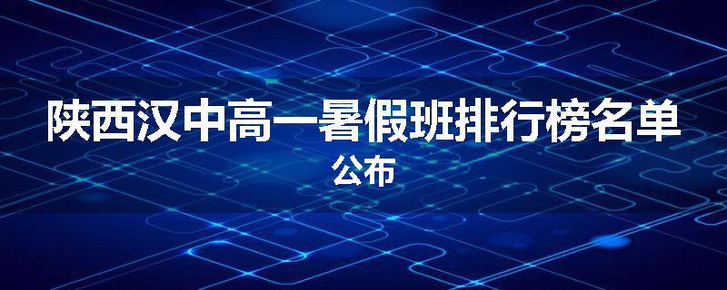 陕西汉中高一暑假班排行榜名单公布