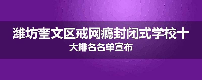 潍坊奎文区戒网瘾封闭式学校十大排名名单宣布