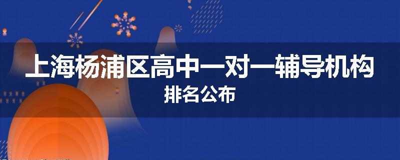 上海杨浦区高中一对一辅导机构排名公布