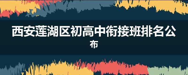 西安莲湖区初高中衔接班排名公布