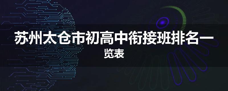苏州太仓市初高中衔接班排名一览表