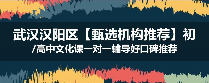 武汉汉阳区【甄选机构推荐】初/高中文化课一对一辅导好口碑推荐