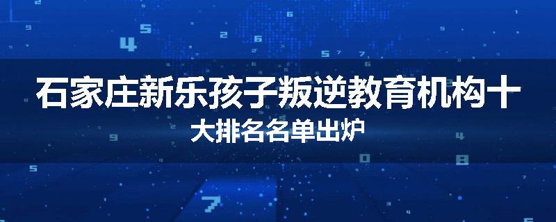 石家庄新乐孩子叛逆教育机构十大排名名单出炉