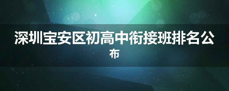 深圳宝安区初高中衔接班排名公布