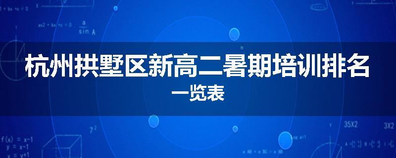 杭州拱墅区新高二暑期培训排名一览表