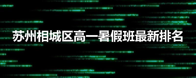 苏州相城区高一暑假班最新排名