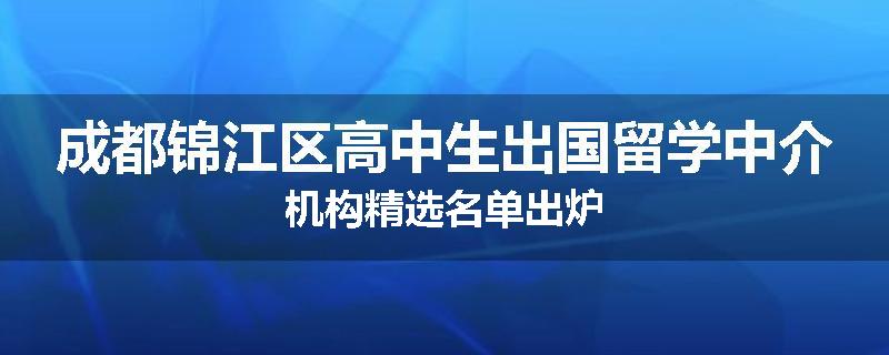 成都锦江区高中生出国留学中介机构精选名单出炉