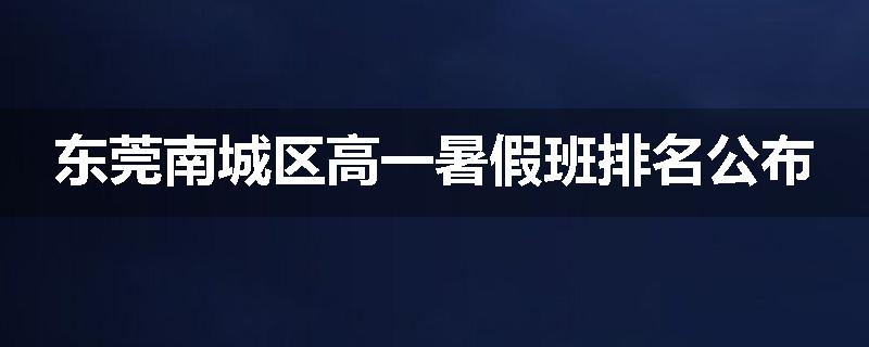 东莞南城区高一暑假班排名公布