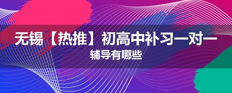 无锡【热推】初高中补习一对一辅导有哪些