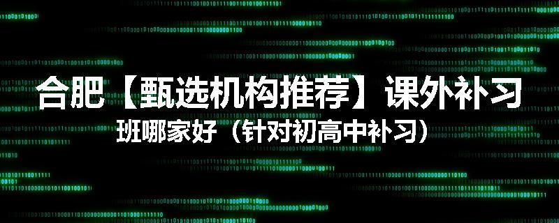 合肥【甄选机构推荐】课外补习班哪家好（针对初高中补习）