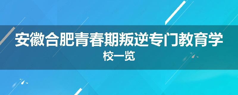 安徽合肥青春期叛逆专门教育学校一览