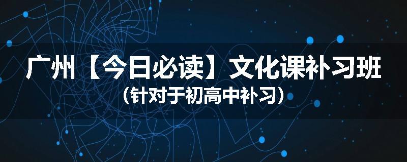 广州【今日必读】文化课补习班（针对于初高中补习）