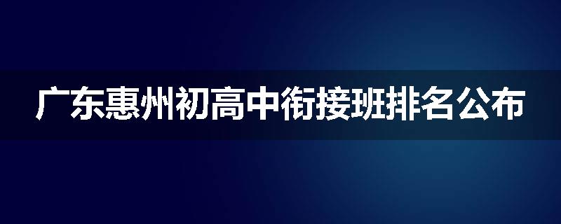 广东惠州初高中衔接班排名公布