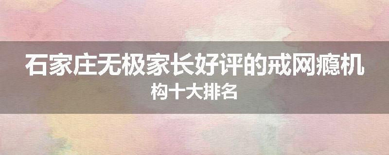 石家庄无极家长好评的戒网瘾机构十大排名