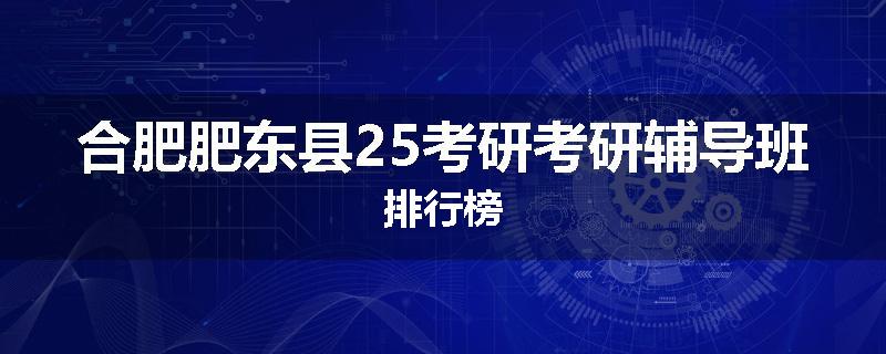 合肥肥东县25考研考研辅导班排行榜