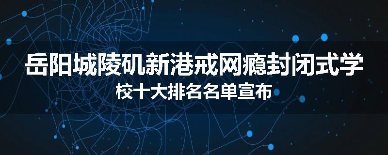 岳阳城陵矶新港戒网瘾封闭式学校十大排名名单宣布