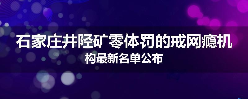石家庄井陉矿零体罚的戒网瘾机构最新名单公布