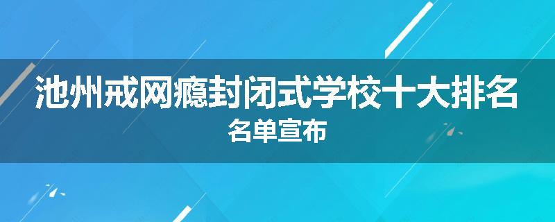 池州戒网瘾封闭式学校十大排名名单宣布