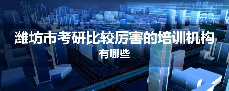 潍坊市考研比较厉害的培训机构有哪些