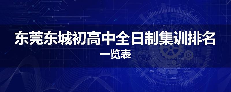 东莞东城初高中全日制集训排名一览表