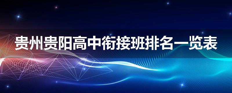 贵州贵阳高中衔接班排名一览表
