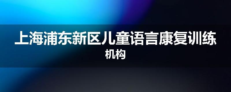 上海浦东新区儿童语言康复训练机构