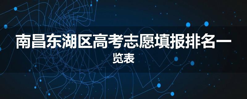 南昌东湖区高考志愿填报排名一览表