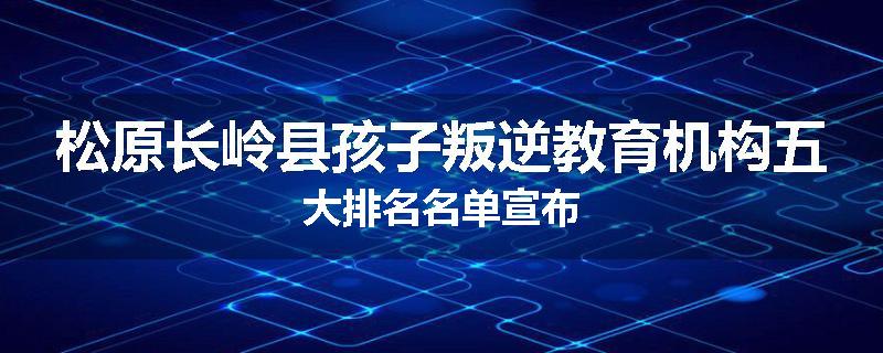 松原长岭县孩子叛逆教育机构五大排名名单宣布