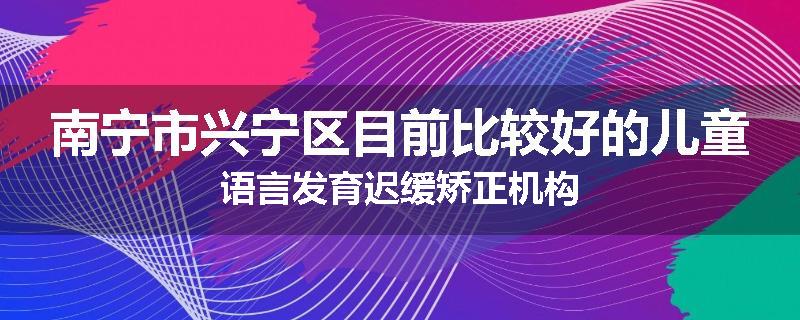 南宁市兴宁区目前比较好的儿童语言发育迟缓矫正机构