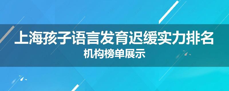 上海孩子语言发育迟缓实力排名机构榜单展示