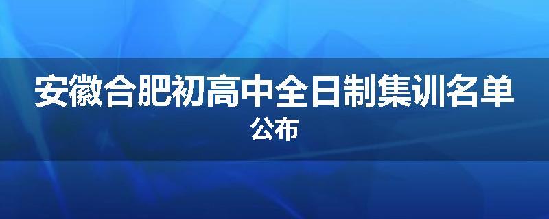 安徽合肥初高中全日制集训名单公布