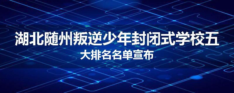 湖北随州叛逆少年封闭式学校五大排名名单宣布