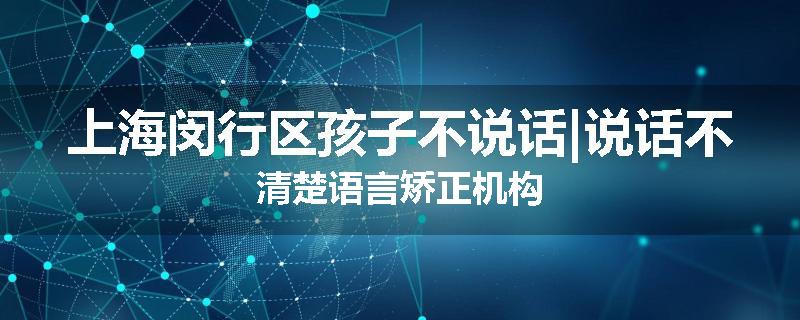上海闵行区孩子不说话|说话不清楚语言矫正机构