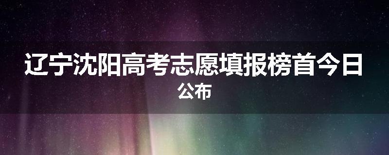 辽宁沈阳高考志愿填报榜首今日公布