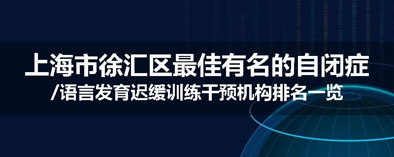 上海市徐汇区最佳有名的自闭症/语言发育迟缓训练干预机构排名一览