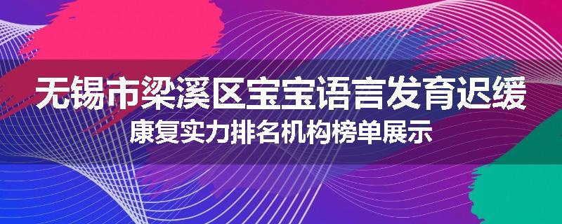无锡市梁溪区宝宝语言发育迟缓康复实力排名机构榜单展示