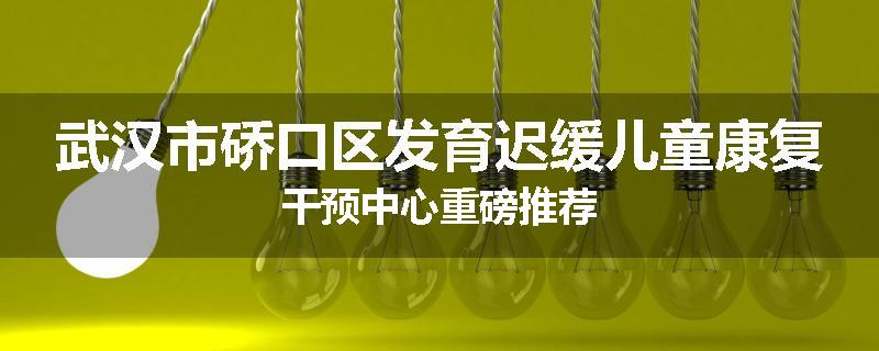武汉市硚口区发育迟缓儿童康复干预中心重磅推荐