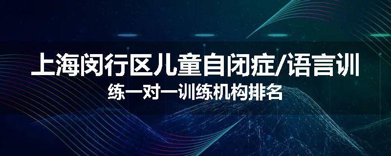 上海闵行区儿童自闭症/语言训练一对一训练机构排名