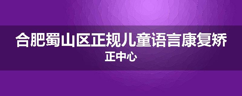 合肥蜀山区正规儿童语言康复矫正中心