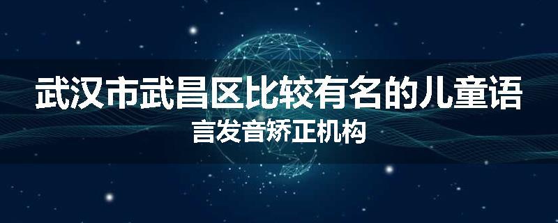 武汉市武昌区比较有名的儿童语言发音矫正机构