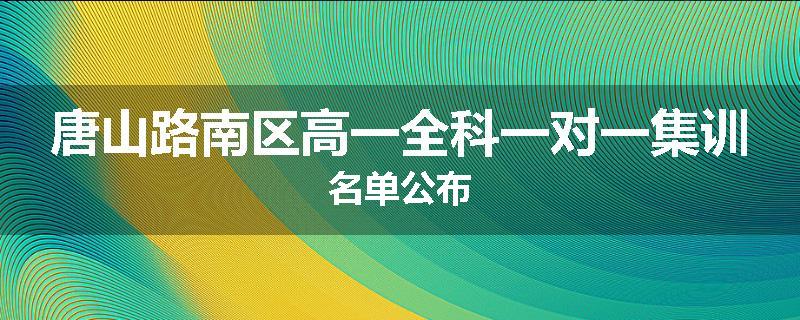 唐山路南区高一全科一对一集训名单公布