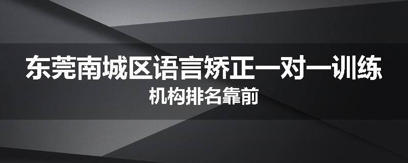 东莞南城区语言矫正一对一训练机构排名靠前