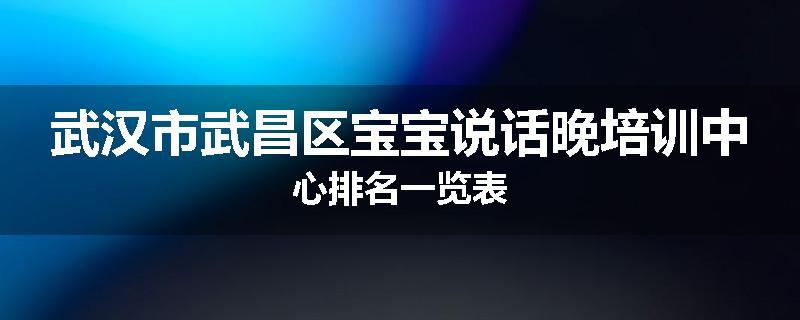 武汉市武昌区宝宝说话晚培训中心排名一览表
