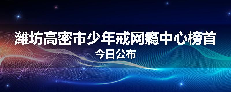 潍坊高密市少年戒网瘾中心榜首今日公布